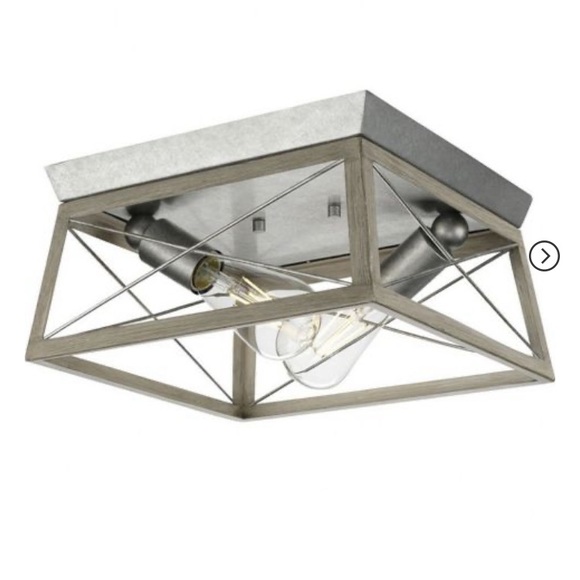 (1895) Farmhouse Pendant Light, 2 bulb in metal wire cage - Picture 1 of 10